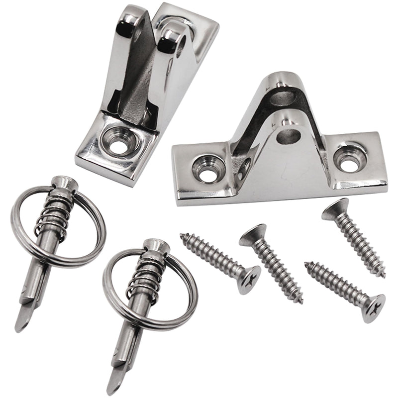 YANYUCB Boat Bimini Top Deck Hinge Fitting Concave Base Marine 316 Stainless Steel Bimini Top Hardware,Bimini Top 90° Hinge Bimini Brackets with Quick Release Pins (C-6 Pack) C-6PACK