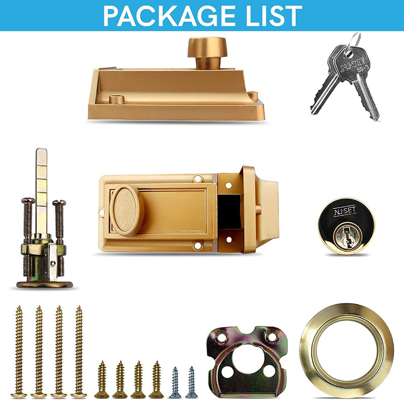 NU-Set Lock | Night Safety Deadbolt Lock | 5 Pin Keyed Cylinder for Added Door Security | Home Improvement & Door Hardware, Set of 2 (Bronze) (2110-2) Bronze 2 Packs