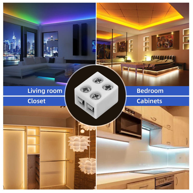20 PCS 2-Pin 8mm Solderless LED Strip Connectors, Reliable and Easy-to-Install, Solidly Connected LED Light Connectors 8mm (20)