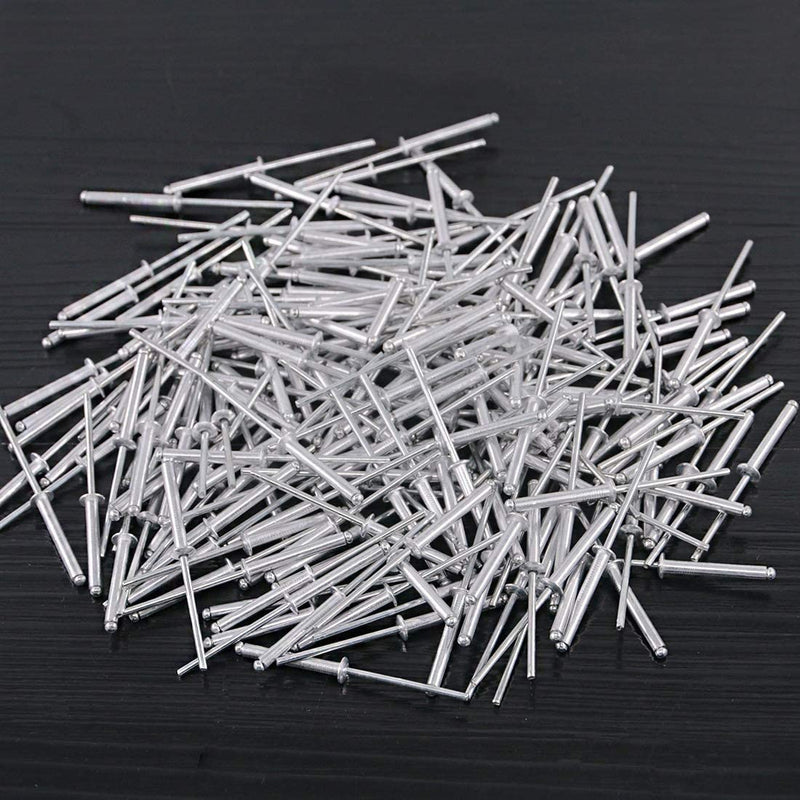 Glarks 200Pcs 1/8" x 15/16" Aluminum Body Steel Mandrel Dome Head Blind Rivets Set for Sheet Metal, Automotive, Railway, and Duct Work 1/8" x 15/16" (200pcs)