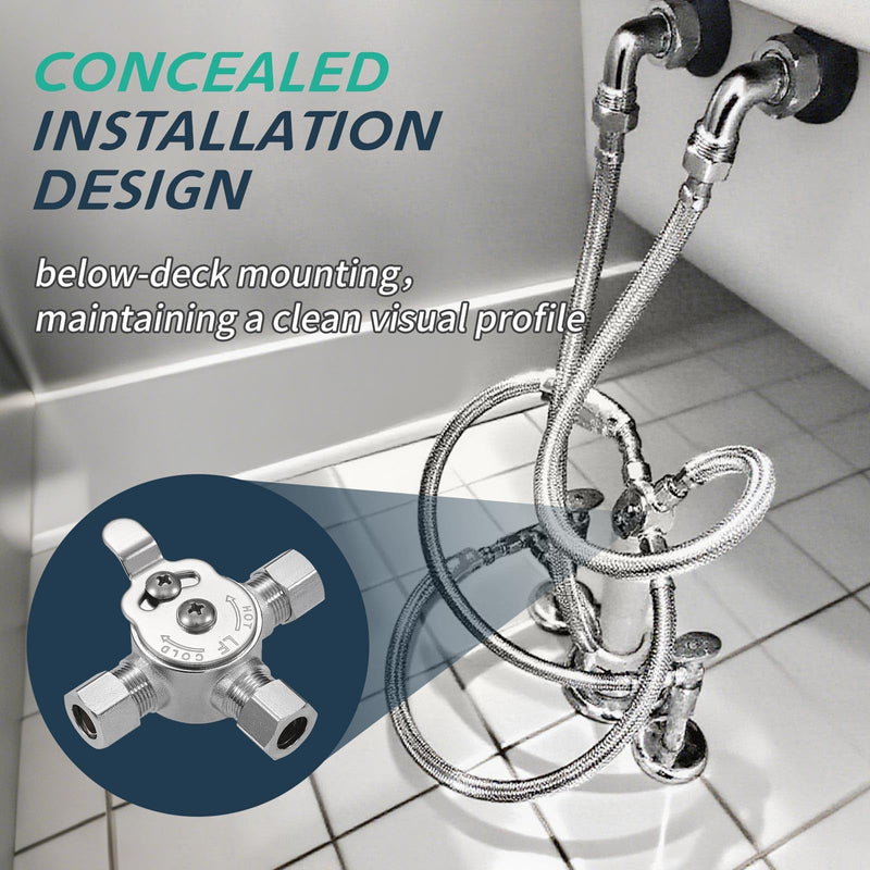 1 PCS Below Deck Mixing Valve,3/8" Compression LF Brass Body,Thermostatic mixing valve for hot and cold water,Compression Sleeve and Nuts Included. 1 ONE PCS