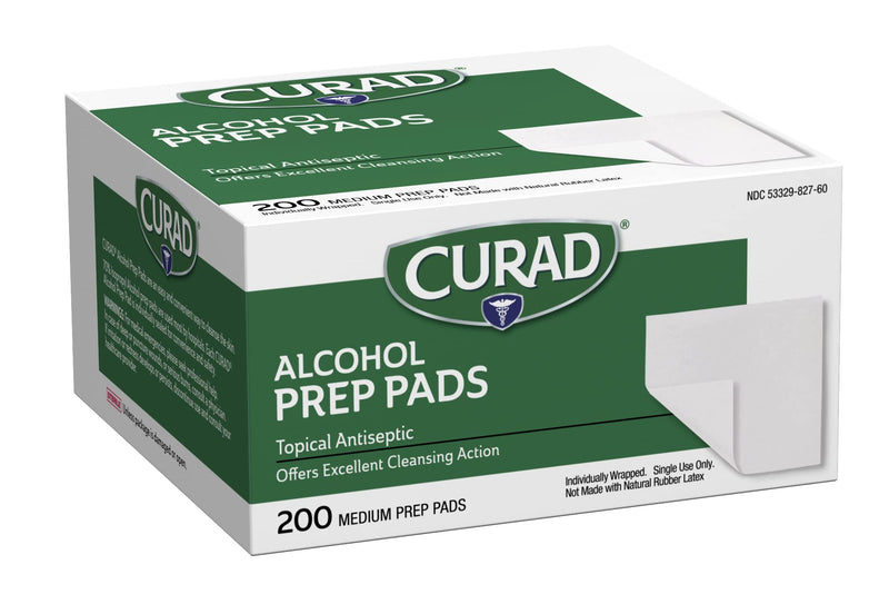 Curad Alcohol Disinfectant Prep Pads, 2-ply, Medium Size, 200 Count 200 Count (Pack of 1)