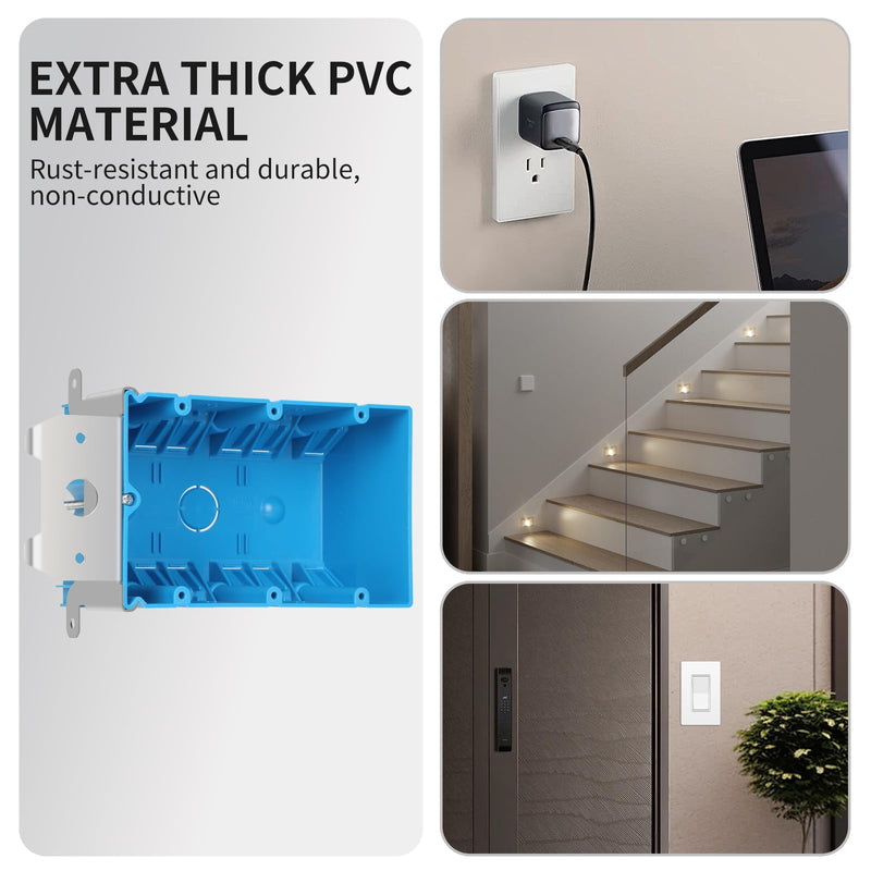 XIUTE 3 Gang Electrical Box,49 Cubic Inch Adjustable Boxes,Three Gang PVC Work Switch/Outlet Wall Electrical Box, ETL Approved，(Blue, 1-Pack) 3Gang 49Cu.In 1pack of blue
