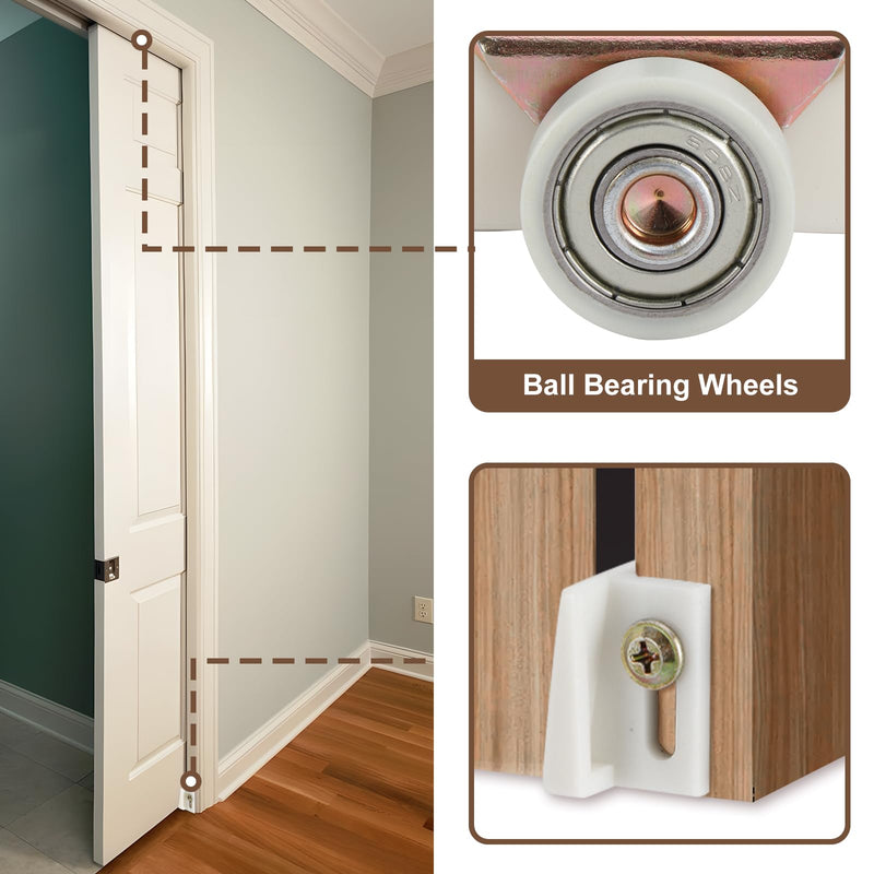 Pocket Door Commercial Grade Hanger Fits Johnson Part #1125 & Upgrades #1500 Hardware Kit, 1" Nylon Ball Bearing, 1-1/4" C.T.C, Min. 1" Thick Doors, 200lbs Capacity. Standard Rollers