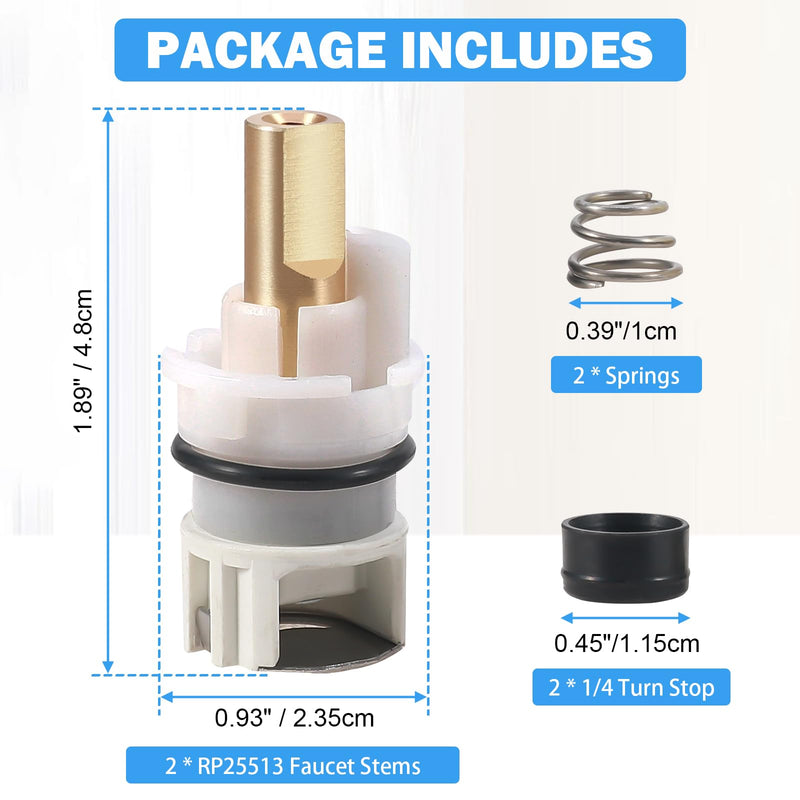 RP25513 Faucet Stem Assembly Compatible with Delta Two Handle Faucet Repair Kit with RP4993 Rubber Seat and Spring, Replacement Stems Cartridges for Delta Bathtub Shower Sink Bathroom Faucet, 2-PACK RP25513 Cartridge