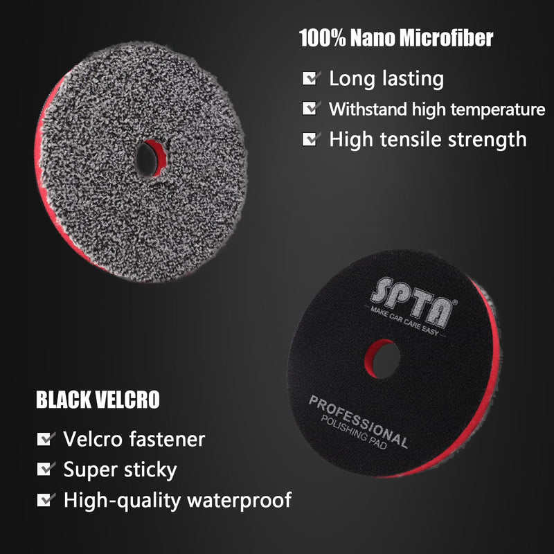SPTA 5"(125MM) Microfiber Cutting Pads, 3PCS Soft Microfiber Wax Removal Pad, Detailing Wax Applicator Pad, for Waxing and Polishing&Scratch and Vortex Removal, Ultrafine Fiber Gray 5 Inch Sets