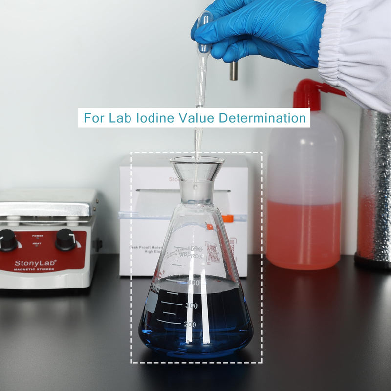 stonyLab Iodine Flask with Stopper, 500 ml Capacity, Wide Mouth Design, G3.3 Borosilicate Glass, for Laboratory Iodine Value Determination