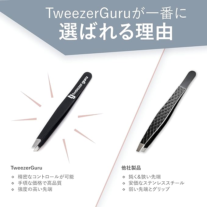TweezerGuru Tweezers, Tweezers, Eyebrow Tweezers, Precision, Stainless Steel, Nose Hair, Beard, Blackhead, Square Plug, Exfoliating Tip, Beveled Tip, Extra Fine Point, Pack of 4 - NewNest Australia