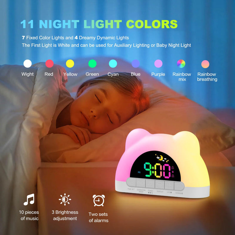 Alarm Clock for Kids, Ok to Wake Clock with Green Light Red Light, Children's Sleep Trainer,10 Ringtones,3 Brightness, Dual Alarms, Digital Alarm Clock for Adults Boy Girl Toddler Bedroom