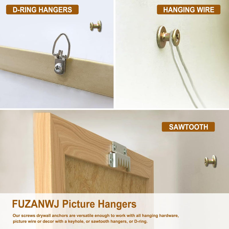 Picture Hangers, 4-in-1 Double Headed Picture Hooks, Picture Hanging Nails for D-Rings, Sawtooth, Wire and Keyholes - Mounts in Drywall and Wood Studs.(30lbs-30 Pack)
