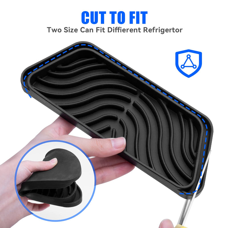 Refrigerator Drip Catcher, Refrigerator Drip Tray For Water Tray,Fridge Water Dispenser Drip Tray Prevents Water Splashes,Non-slip Silicone Dispenser Drip Collector for Ge Samsung -2 PCS Black 2PCS Rectangular