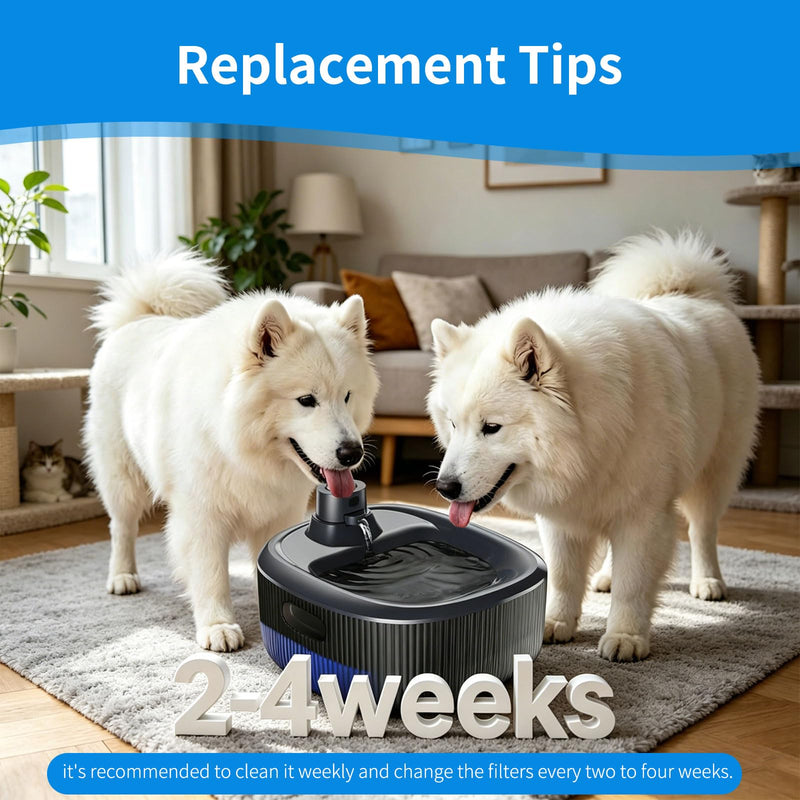 12 Pack Replacement Filters Compatible with WOPET Dog Water Fountain, 6 Month Set for 6L/205oz/1.7Gal Pet Water Fountain Dispensers, individual Package Filter Replacement for W600 Dog Water Bowl