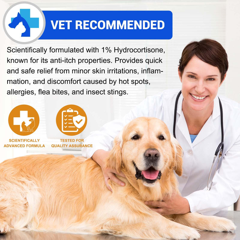 Hydrocortisone Spray for Dogs & Cats - Itchy Skin Relief for Dogs Spray, Hot Spot Treatment - Soothes Irritated Dry Skin, Allergies, Dermatitis - Reduces Inflammation & Redness - 4.4 fl.oz
