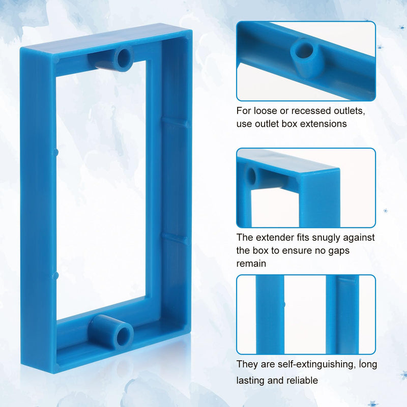 6pcs 1/2" Single Gang Receptacle Outlet Box Extenders, Electric Outlet Extender Box with 12 Screws Receptacle Extender for Electric Box and Electric Outlet Switches (Blue)