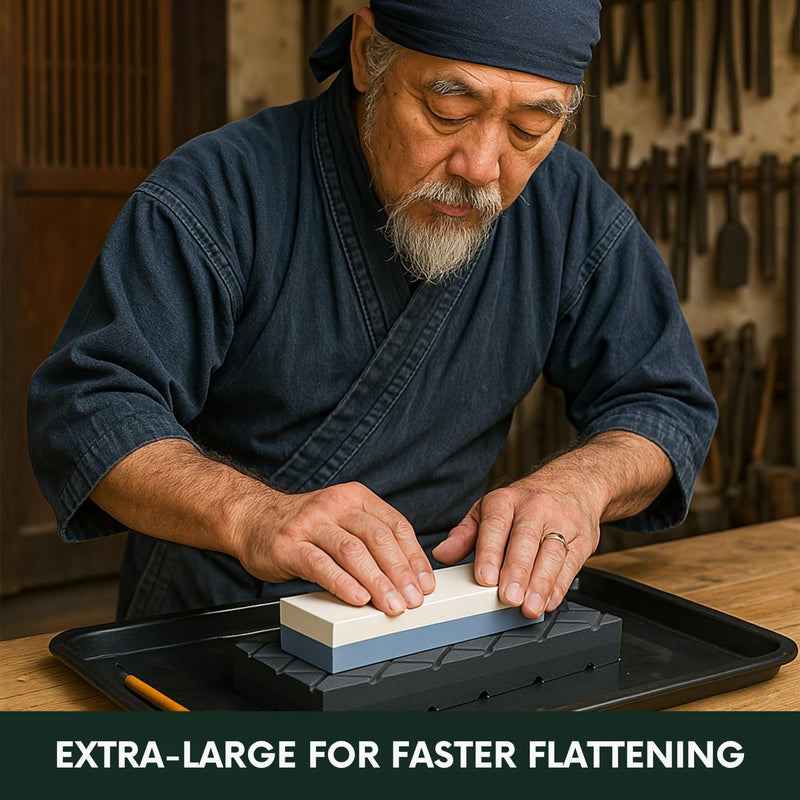 Sharp Pebble Large Flattening Stone- Dual Grit Coarse/Fine Sharpening Stones Flattener- Diamond Grooves Whetstone Fixer-Re Level Any Whetstones & Waterstones