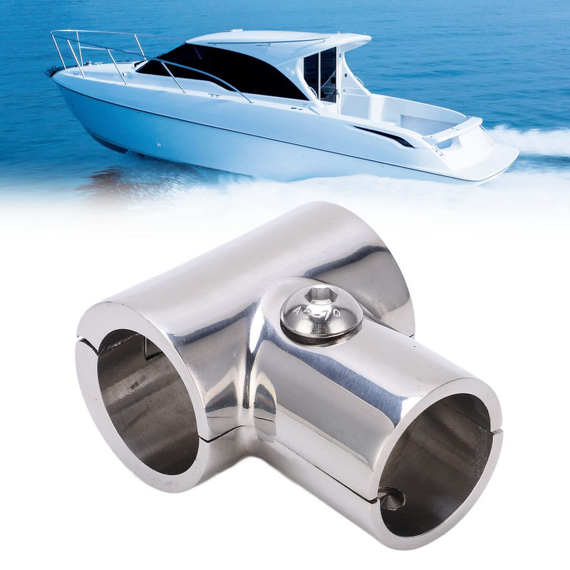 Fydun 90 T Tee Pipe Connector, 1in/25.4mm ID Stainless Steel, Silver, Boat Hand Rail Accessory