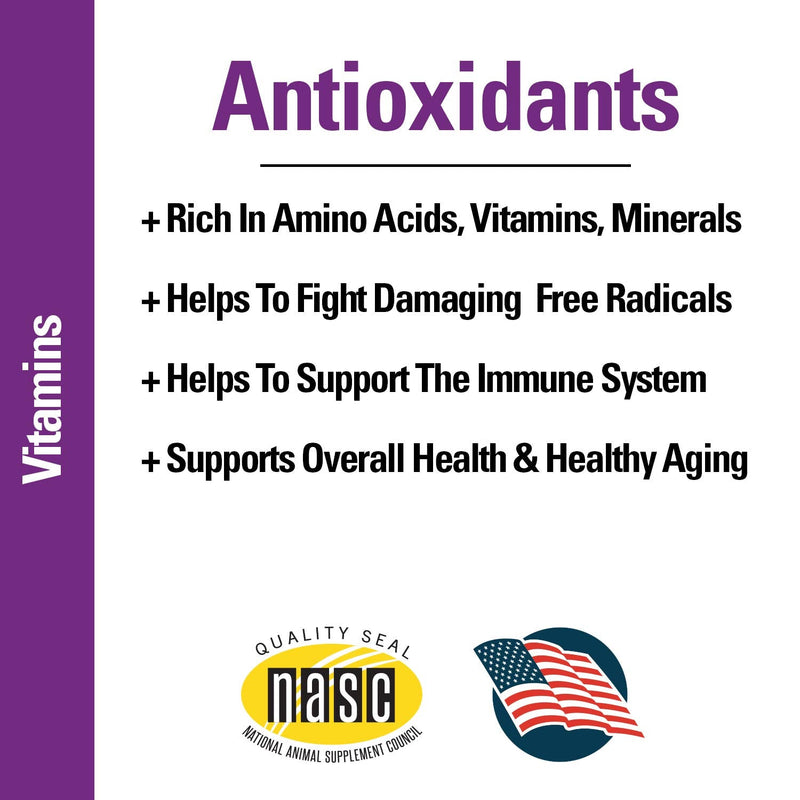 Vet Classics Antioxidants with Coenzyme Q-10 for Dogs, with Alfalfa, Green Tea, Vitamin C, & Wheat Grass, 120 Chewable Tablets - PawsPlanet Australia