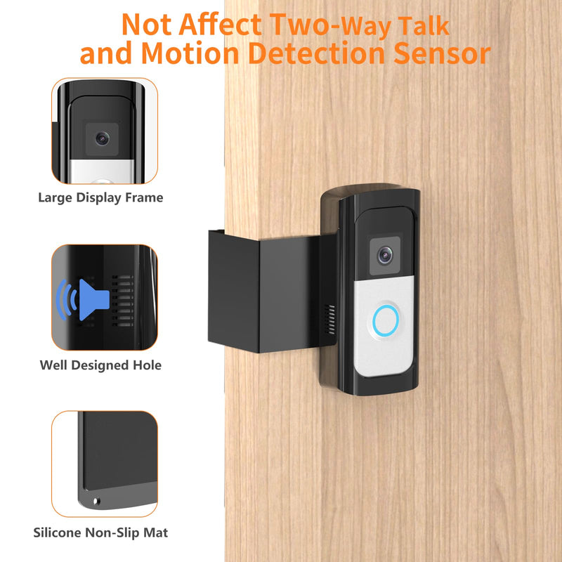 Anti-Theft Ring/Camera Video Doorbell Mount, Doorbell Door Bracket No Drilling Compatible with Ring Video Doorbell 2/ (2020 Release)/ Battery Doorbell Plus/Pro for Houses, Apartments, Rentals (Black) Black