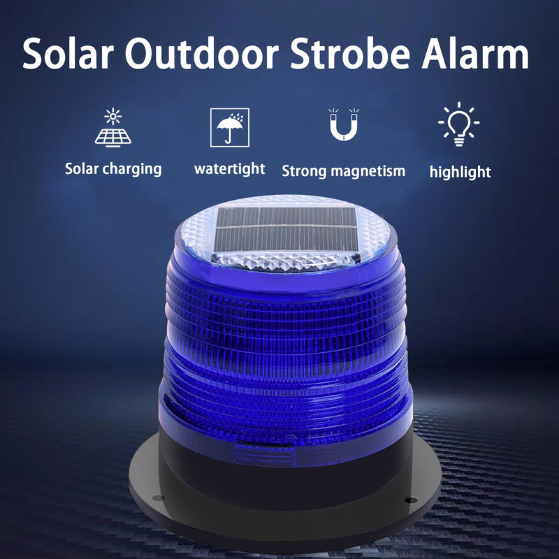 Solar Strobe Warning Light: Strong Magnetic Base Waterproof Traffic Light,Solar Safety Flashing LED Lamp for Construction, Traffic, Factory, Safety Sign, Crane Tower, Boat Navigation (Blue) Red and Blue