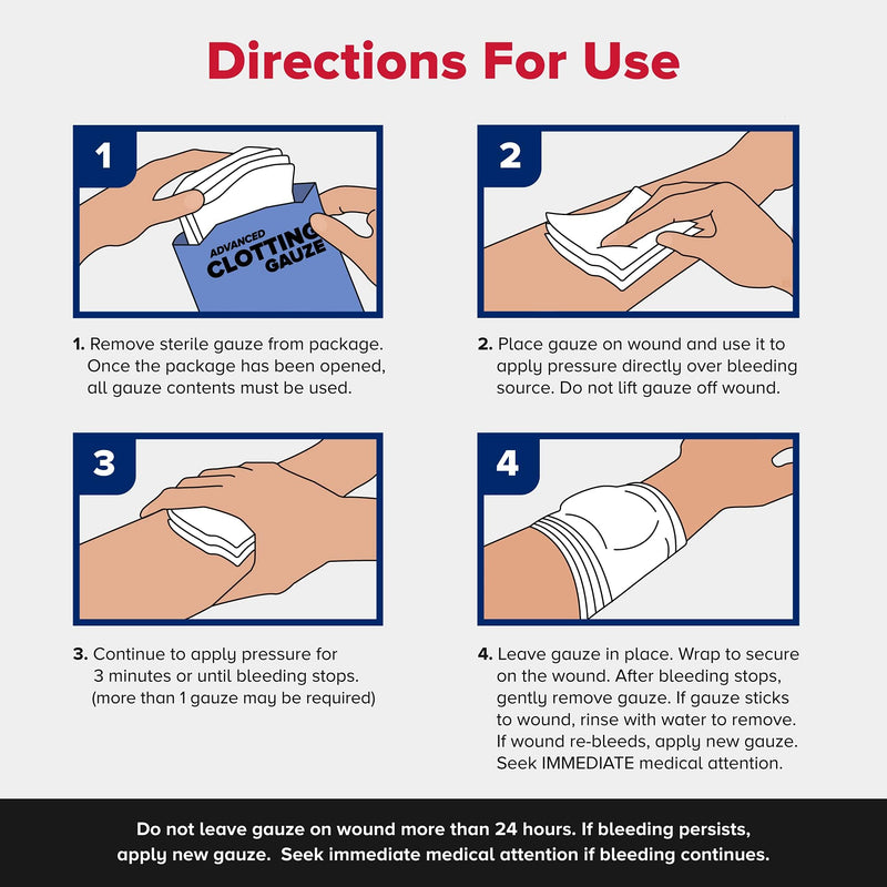 Adventure Medical Kits QuikClot Gauze - Flexible Hemostatic Medical Gauze for Emergency Survival or Disaster Preparedness Kits & More - Stops Bleeding Fast with Kaolin - 3" x 24" 3 in x 2 ft