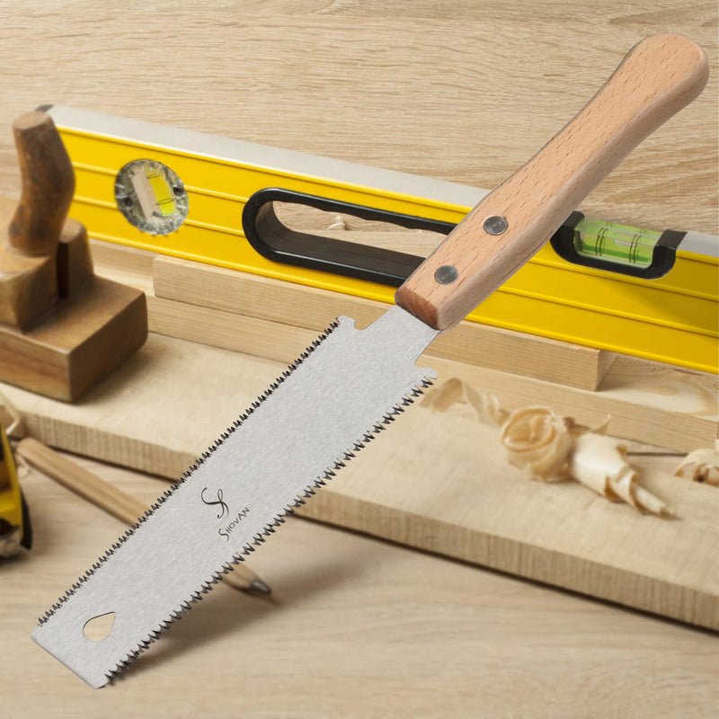 Japanese Hand Saw Woodworking Tools, SS SHOVAN Double Edged 11/17 TPI Flush Cut Saw, Wooden Handle Pull Saw Small Handsaw for Fine Cutting Wood