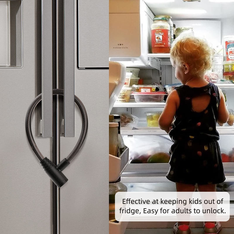 Fridge Lock, Refrigerator Lock with Keys, Childproof Lock for French Door Fridge and Cabinet 1 Pack