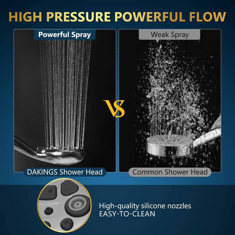 6 Spray Modes High Pressure Handheld Showerhead Set Upgraded 5 Inches Shower Head with Handheld Spray Premium Chrome Handheld Shower Head 60 Inches Stainless Steel Hose-1-Min Install 6 Modes ‎Premium Chrome