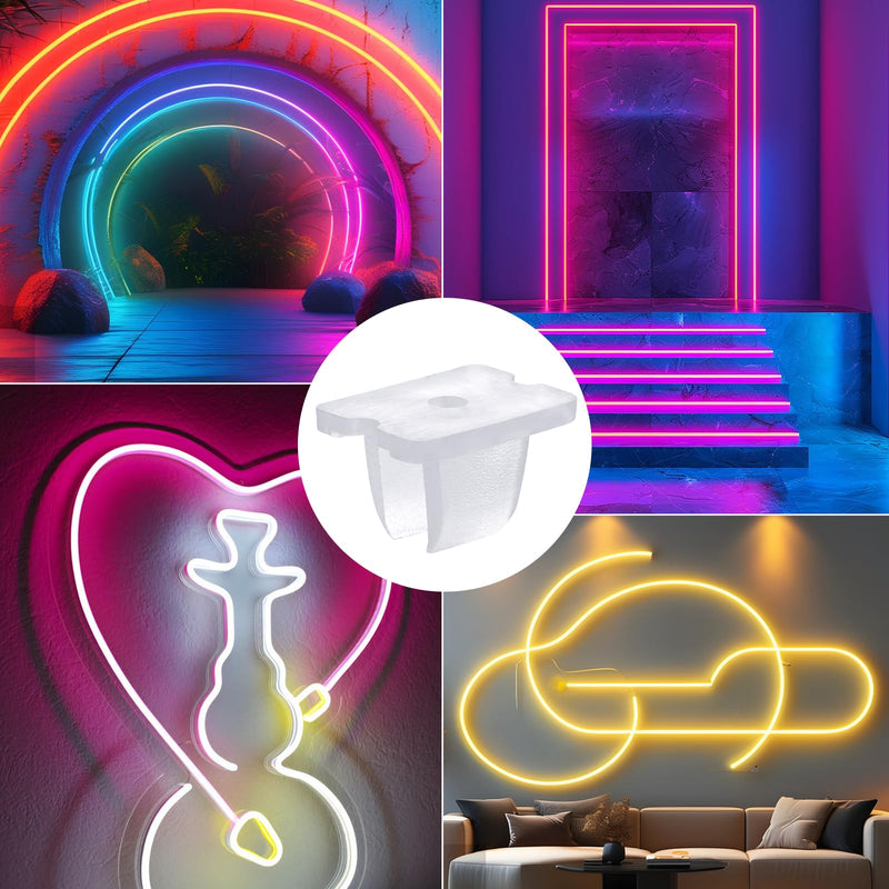 Waterproof LED Strip Mounting Clips Holder Mounting Bracket Neon Mounting Clips Fixing Clamps Holder with 30 Screws for 5mm to 6mm LED Strip Lighting, Translucent, Pack of 30 30 pcs