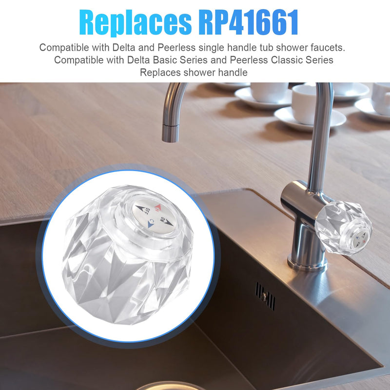 Shower Faucet Handle Replacement, Shower Knob Replacement Kit Hot and Cold Shower Handles Bathroom Faucet Knobs Replacement Bathtub Knobs for Delta Peerless