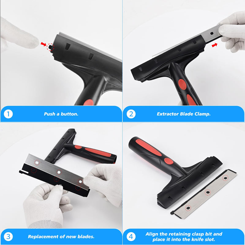 EHDIS Razor Blade Scraper, 6" Scraper Adhesive Remover Tool with 10 Double-Edge Blades for Cleaning Paint, Caulk, Adhesive, Label, Decal, Sticker from Window, Glass, Tile, Floor, Stove Top 068