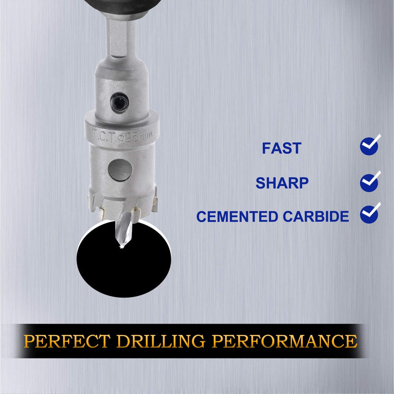 Hordion 1inch/25mm Carbide Hole Saw Cutter Drill Bit Tooth Tipped TCT Hole Cutter for Stainless Steel Sheet Metal Sheet Plastic FRP Board