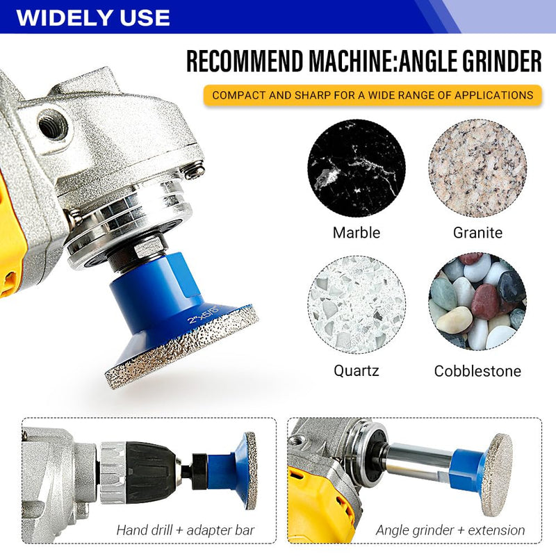 LOZLIN 3-Pack 2" Brazed Grinding Heads 5/8-11 Thread - Flat Abrasive Polishing Stones for Marble/Quartz/Granite/Cobblestone, High-Efficiency Surface Grinding Tools