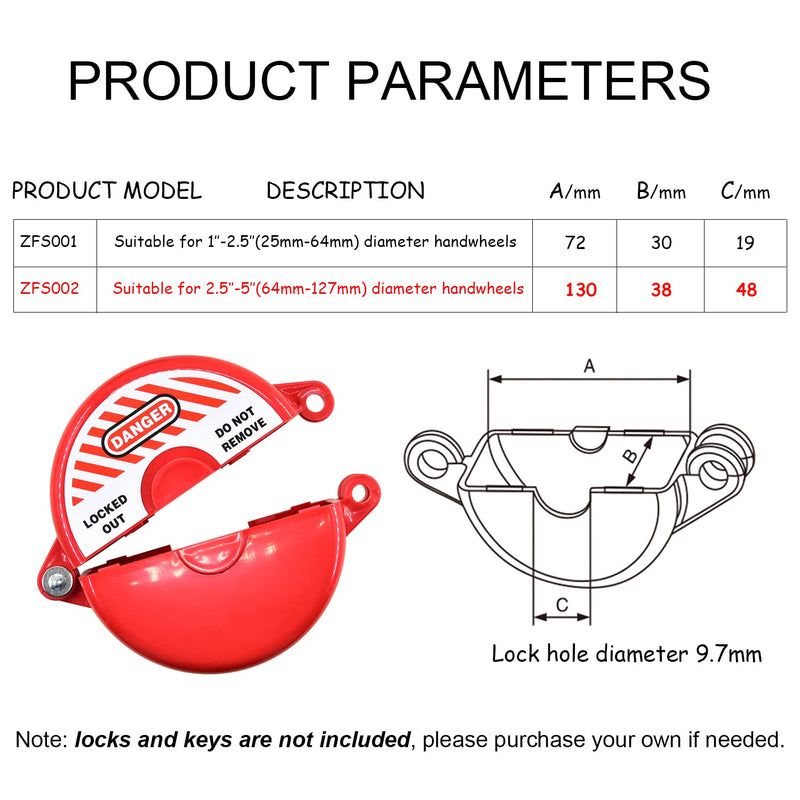 Gate Valve Lockout Device Rotating Plastic Outdoor Water Hose Protector Babyproof 2.5-5in Diameter Valve Handles Red Secure for Water Spigot Faucet Knob Oil Natural Gas Propane Tank Lock Outdoor Large valve locks without locks