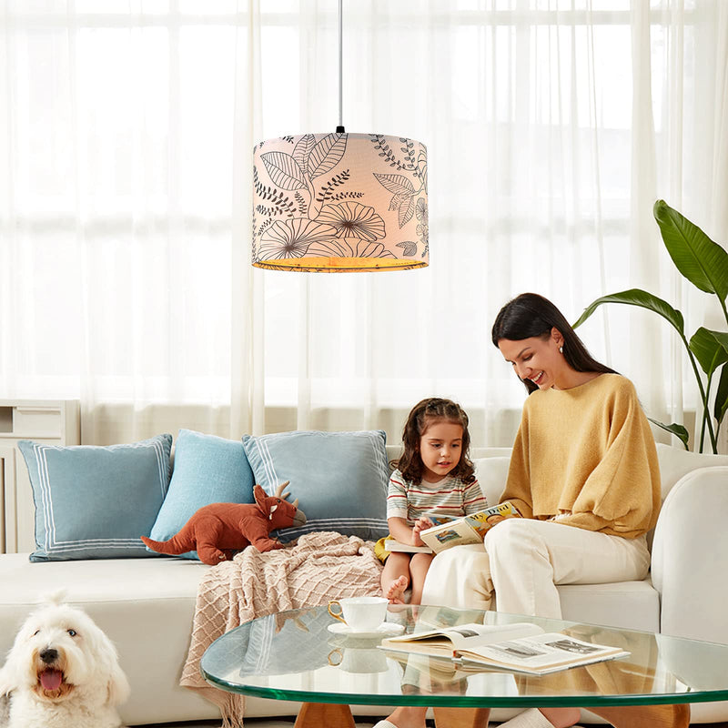 Plug in Pendant Light, Hanging Light with Plug in Cord with Dimmable Switch, Hanging Lamp with 15 ft Clear Cord, Pendant Light Fixture for Bedroom Kitchen Island (Bulb Included) Flower