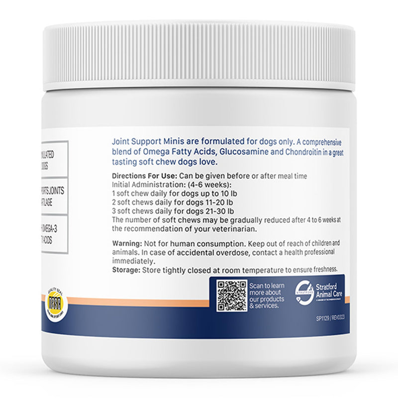 Stratford Pharmaceuticals Joint Support Minis Soft Chews for Small Dogs w/ Glucosamine Chondroitin MSM, Joint and Hip Pain Relief, 60 Count - PawsPlanet Australia