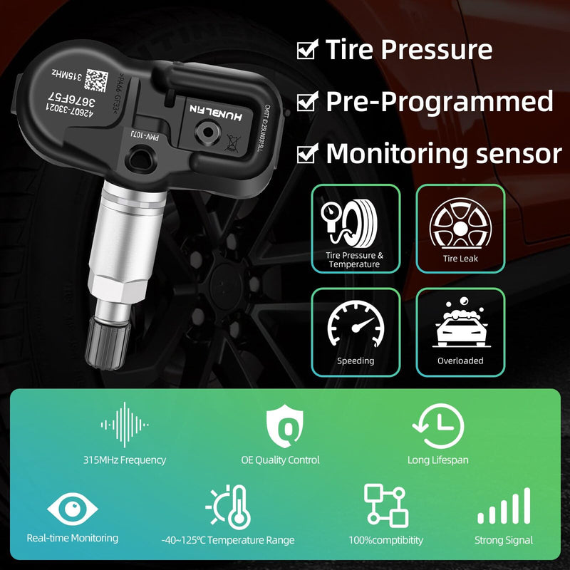 TPMS 2025 Sensor Tire Pressure Monitoring Sensor for Camry Prius Corolla Scion Yaris, Toyota RAV4 Highlander Camry Corolla - Lexus ES GS LS LX .42607-33021RPMV-107J 315MHz Set of 4