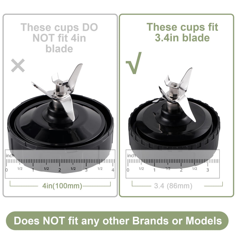 5-piece Ninja Blender Cups Replacement Single Serve 16oz Cups with Sip & Seal Lids, 6 Fins Extractor Blade Compatible with Nurti Ninja Blenders Pro BL660 BL663 BL663CO BL665Q BL740 BL770