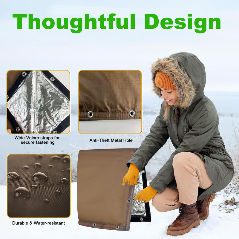 Backflow Preventer Insulated Cover (5˚F) Thick 6-Layer Fabric Pipe Insulation Cover (UV Coated) Winter Freeze Protection,for Water Well Pump Covers and Sprinkler Valve Covers (16" W X 20" H) 16"W X 20"H