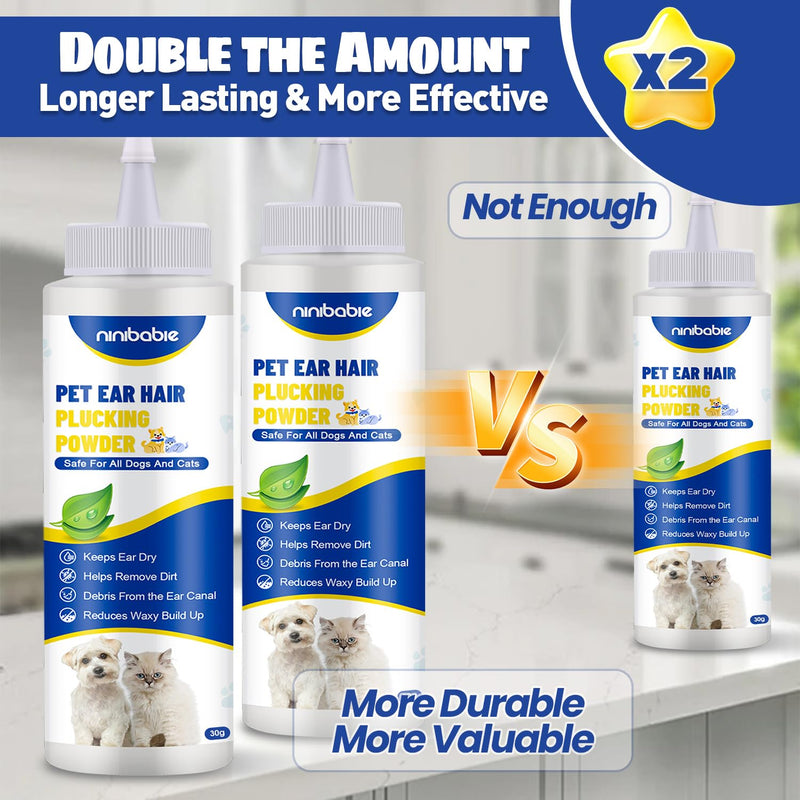 Dog Ear Infection Treatment,Ear Wash for Pets,Effectively Removes Debris, Waxy, Buildup and Ear Odor, Soothes Itchy & Inflamed Ears (Ear Hair Powder 2pcs) ear hair powder 2pcs