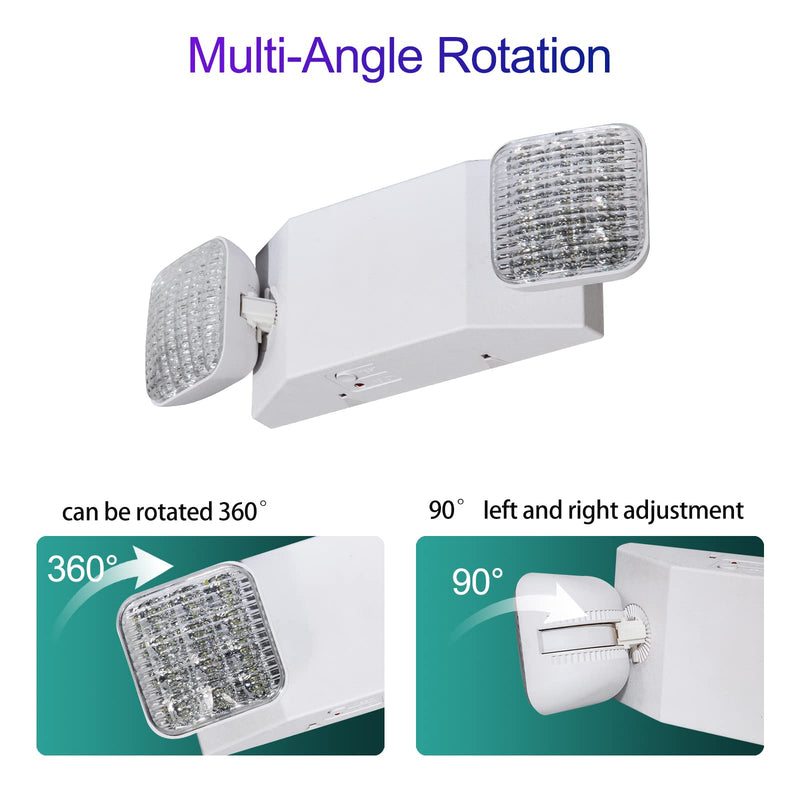 GZRUIYANG Emergency Lights with Battery Backup, LED Commercial Emergency Lighting Fixtures Two Head Adjustable, UL 924 Certified, Hardwired Emergency Exit Light for Business - 1 Pack(White) White