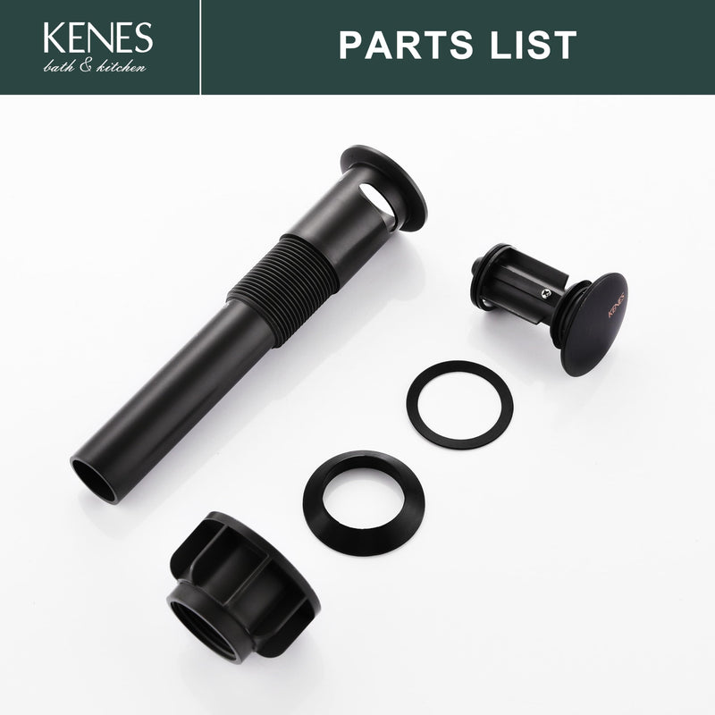 KENES Oil Rubbed Bronze Pop Up Sink Drain, Bathroom Vessel Lavatory Vanity Faucet Sink Drain Stopper, Sink Drain Assembly with Overflow Anti Clog Pop Up Drain Oil-rubbed Bronze