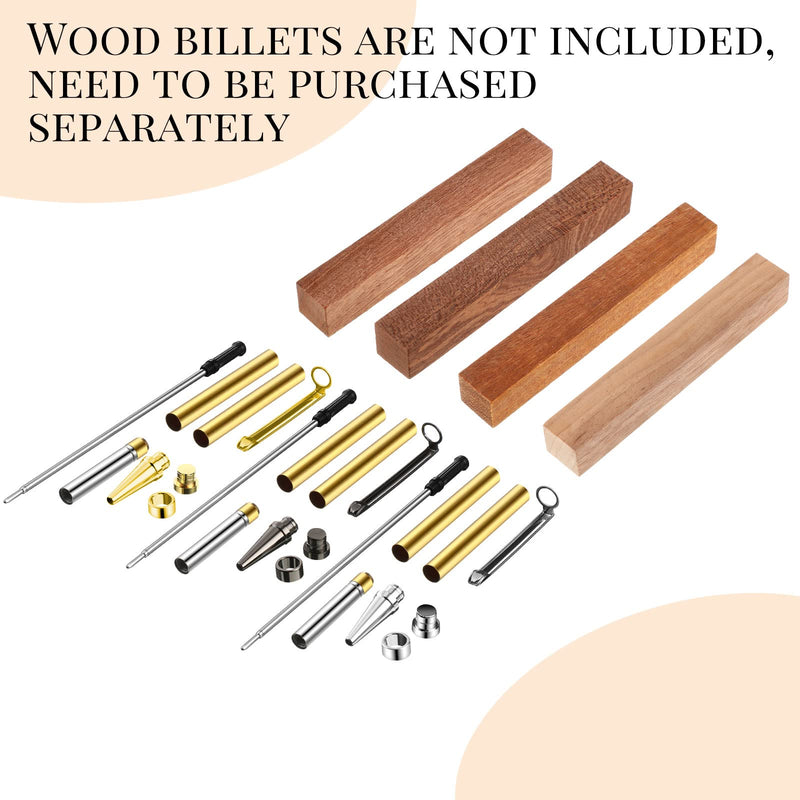 Colarr 30 Pcs Slimline Pen Kit Wood Turning Twist Pen Kit with Refill Lathe Turning Supplies for DIY Making Office Supplies Friend Gifts(Black, Silver, Gold) Black, Silver, Gold