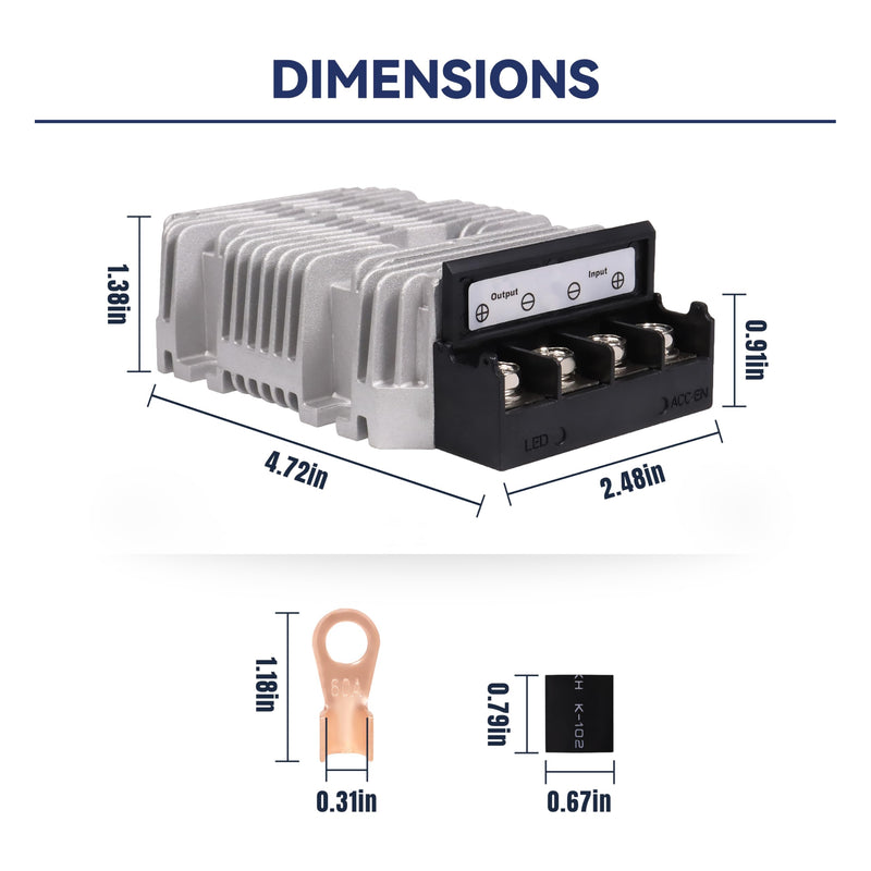 24V to 12V 60A 720W Buck DC-DC Power Converter Step Down Transformer, Silver and black, SD60A