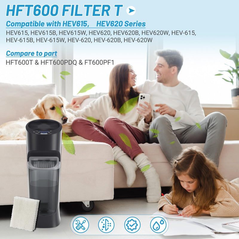 Lemige 6 Pack Humidifier Wicking HFT600 Filters T Compatible with Honeywell Tower Humidifier HEV615 HEV620, Compare to part HFT600T HFT600PDQ 6 Pack-White