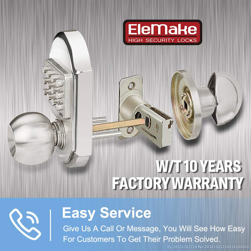 Keyless Door Lock Deadbolt Entry Door Knob Keypad Digital Combination Higher Security Keypad Door Knob Mechanical Stainless Steel #304 (Pass Code or Key) Silver1