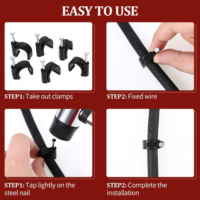 100 Pieces Half Clamps J-Hook with Nail, Black, for Pex Tubing Pipe Support (1/2 Inch, 3/4 Inch) 1/2 Inch, 3/4 Inch - NewNest Australia