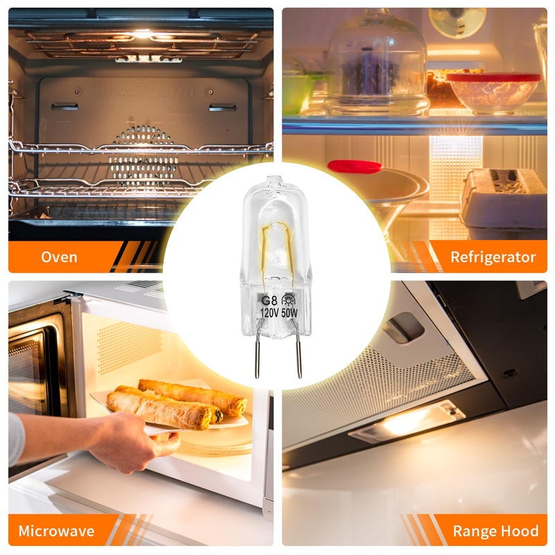 Belleone Light Bulb Fit for GE Microwave Oven - 120V 50W Halogen Light Bulb Lamp Compatible with GE Over The Range Microwave Hood, Kitchen Over Stove Light Surface, Replaces WB08X10057 WB08X10051