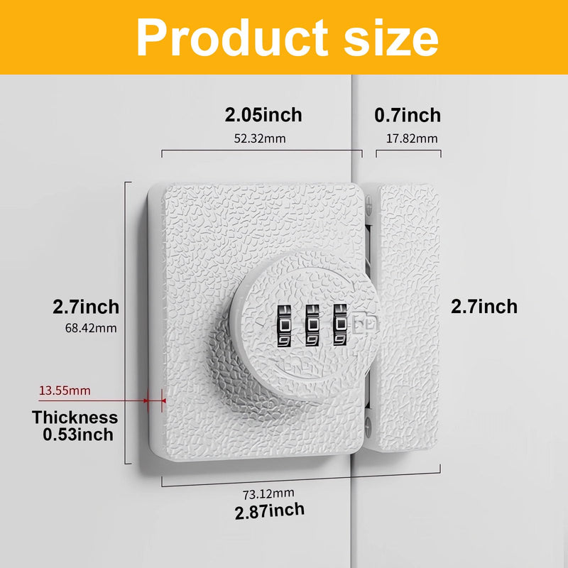 Closet Door Lock - 2 Pack 3-Digit Keyless Combination Cabinet Lock Drawer Locks - Anti-Pry Double Door Locks for Swinging Sliding Door Cupboard Pantry Barn Shed Door White