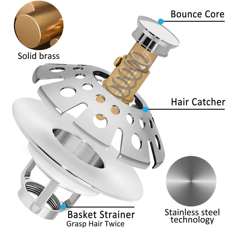 Bathroom Sink Stopper,Sink Hair Catcher,Bathroom Sink Drain Strainer Pop Up Drain Cover Plug,Universal for 1.1 to 1.65in Sink Drain Hole Bathroom Sink Stopper with Hair Catcher