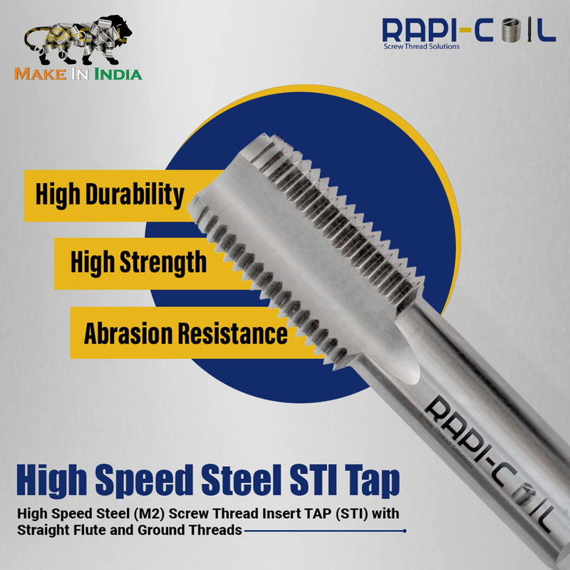 M8 x 1.25 Thread Repair Helicoil Kit, HSS M2 Tap & Drill, SS 304 Wire Inserts - Made in India M8 x 1.25